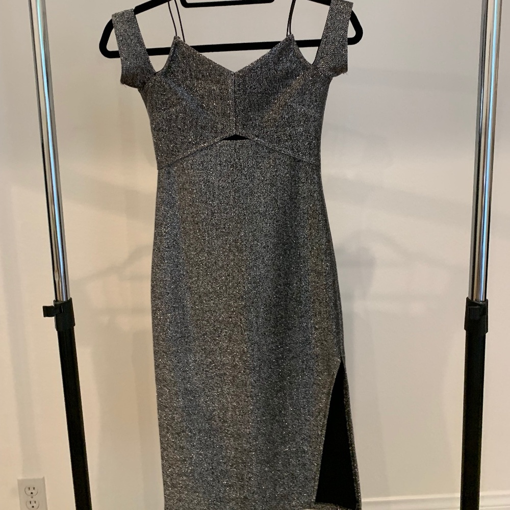 Topshop Silver Cut Out Bodycon Dress